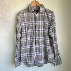 RALPH LAUREN Blue Label Grey White Plaid Button Down Shirt Kids Boy XL 18-20
